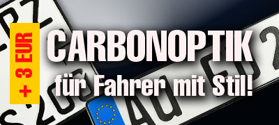 Kennzeichen mit Carbon-Beschichtung.